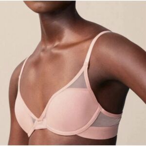 NWT Pepper Classic Mesh All You Bra Light Pink Sienna Rose Padded Underwire 34AA